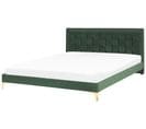 Lit Double En Velours Vert 180 X 200 Cm Limoux