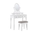 Coiffeuse Blanche 4 Tiroirs Avec Miroir Et Tabouret Lune