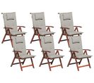 Lot De 6 Chaises De Jardin Avec Coussin Gris Et Beige Toscana