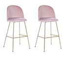 Tabouret De Bar Set De 2 Velours Rose Arcola