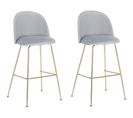 Tabouret De Bar Set De 2 Velours Gris Clair Arcola