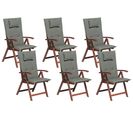 Lot De 6 Chaises De Jardin Avec Coussins Gris Graphite Toscana