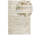 Tapis Patchwork En Cuir Beige Et Doré 140 X 200 Cm Tokul