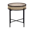 Table Appoint Rotin Clair / Métal Noir D 36 Cm Vienna