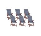 Lot De 6 Chaises De Jardin Avec Coussins Bleus Toscana