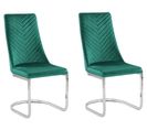 Chaise En Porte-à-faux Set De 2 Velours Vert Émeraude Altoona