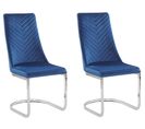 Chaise En Porte-à-faux Set De 2 Velours Bleu Marine Altoona