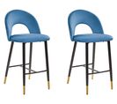 Tabouret De Bar Set De 2 Velours Bleu Falton