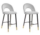 Tabouret De Bar Set De 2 Velours Gris Falton