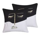 Lot De 2 Coussins Coton Noir Blanc Abelia 45 X 45 Cm