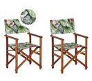 Lot De 2 Chaises De Jardin Bois Foncé à Motif Toucan/crème Cine