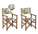 Lot De 2 Chaises De Jardin Bois Foncé à Motif Flamant Rose/crème Cine