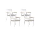 Lot De 4 Chaises De Jardin Blanches Avec Coussins Beige Cavoli