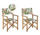 Lot De 2 Chaises De Jardin Bois Clair Et Gris à Motif Flamand Rose Cine