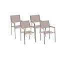 Lot De 4 Chaises Beiges En Acier Grosseto