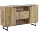 Buffet Avec 2 Tiroirs Et 2 Portes En Bois Clair Et Noir Boiso