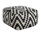 Pouf En Laine Noir Et Blanc 56 X 32 Cm Knidos