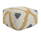 Pouf En Laine Beige Et Jaune 56 X 56 Cm Zeugma