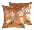 Lot De 2 Coussins Velours Orange Sunflower 45 X 45 Cm