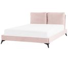 Lit Double En Velours Rose 140 X 200 Cm Melle