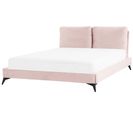 Lit Double En Velours Rose 160 X 200 Cm Melle