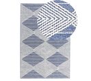 Tapis En Laine Beige Clair Et Bleu 140 X 200 Cm Datca