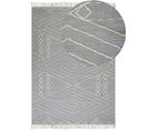 Tapis En Coton 160 X 230 Cm Gris Et Blanc Khenifra