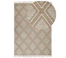 Tapis En Coton 160 X 230 Cm Beige Et Blanc Kacem