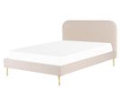 Lit Double En Velours Beige 160 X 200 Cm Flayat