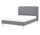 Lit Double En Velours Gris 140 X 200 Cm Marville