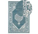 Tapis En Laine 140 X 200 Cm Blanc Et Bleu Gevas