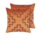 Lot De 2 Coussins Velours Orange Bahia 45 X 45 Cm