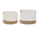 Lot De 2 Paniers En Coton Blanc Et Beige Kahan