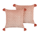 Lot De 2 Coussins Impression En Bloc Coton Rose Rumhora 45 X 45 Cm