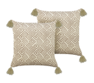 Lot De 2 Coussins Impression En Bloc Coton Beige Santolina 45 X 45 Cm