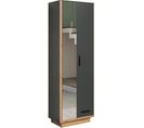 Armoire De Chambre Synnax - 2 Portes + 1 Tiroir - Décor Gris/chêne - L65 X P40 X H198 Cm