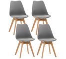 Lot De 4 Chaises De Cuisine Linares Gris/plastique