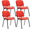 Lot De 4 Chaises Visiteur Ken En Tissu Rouge