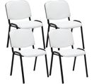 Lot De 4 Chaises Visiteur Empilables Ken En Similicuir Et Piètement Noir Blanc