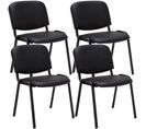 Lot De 4 Chaises Visiteur Empilables Ken En Similicuir Et Piètement Noir Noir