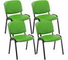 Lot De 4 Chaises Visiteur Empilables Ken En Similicuir Et Piètement Noir Vert