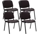 Lot De 4 Chaises Visiteur Empilables Ken En Similicuir Et Piètement Noir Marron