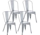 Lot De 4 Chaises Métalliques Empilables Benedikt Argent