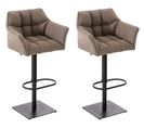 Lot De 2 Tabourets De Bar Damaso En Tissu Marron Terre/noir