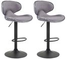 Lot De 2 Tabourets De Bar Las Vegas V2 Tissu Gris Clair/noir