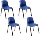 Lot De 4 Chaises Empilables Nowra Avec Assise En Plastique Et Pieds En Métal Noir Mat Bleu