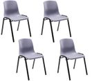 Lot De 4 Chaises Empilables Nowra Avec Assise En Plastique Et Pieds En Métal Noir Mat Gris