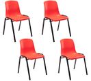 Lot De 4 Chaises Empilables Nowra Avec Assise En Plastique Et Pieds En Métal Noir Mat Rouge