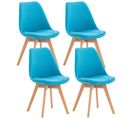 Lot De 4 Chaises De Cuisine Linares Turquoise/tissu