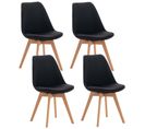 Lot De 4 Chaises De Cuisine Linares Noir /tissu